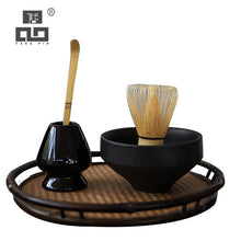 Load image into Gallery viewer, TANGPIN 4pcs/set ceramic matcha giftset bamboo matcha teaset ceremic Matcha Bowl Whisk Holders japanese tea sets