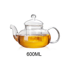 Load image into Gallery viewer, 400/600/800/1000ml Heat Resistant Glass Flower Tea Pot Practical Clear Tea Kettle With Infuser Tea Leaf Herbal Coffee Pot