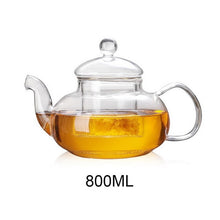 Load image into Gallery viewer, 400/600/800/1000ml Heat Resistant Glass Flower Tea Pot Practical Clear Tea Kettle With Infuser Tea Leaf Herbal Coffee Pot