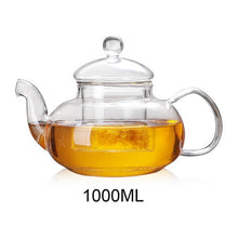 Load image into Gallery viewer, 400/600/800/1000ml Heat Resistant Glass Flower Tea Pot Practical Clear Tea Kettle With Infuser Tea Leaf Herbal Coffee Pot