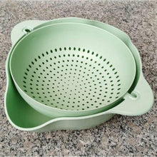 Load image into Gallery viewer, Rotatable Wheat Straw Double Layer Drain Basket Kitchen Washing Fruit Vegatable Cleaning Basin Tub Pot Fruit Basket Drain Plate
