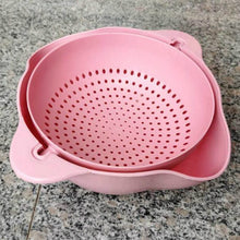 Load image into Gallery viewer, Rotatable Wheat Straw Double Layer Drain Basket Kitchen Washing Fruit Vegatable Cleaning Basin Tub Pot Fruit Basket Drain Plate
